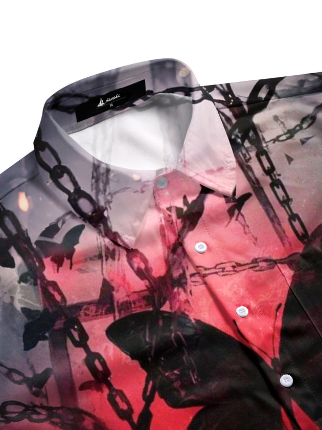 Men's side view butterfly print short sleeve shirt