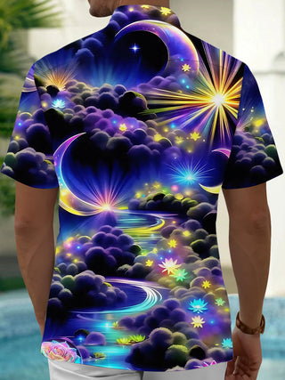 men's geometric print shirt back view