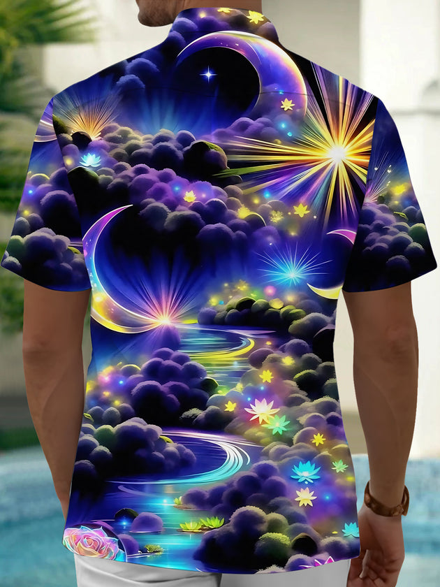 men's geometric print shirt back view