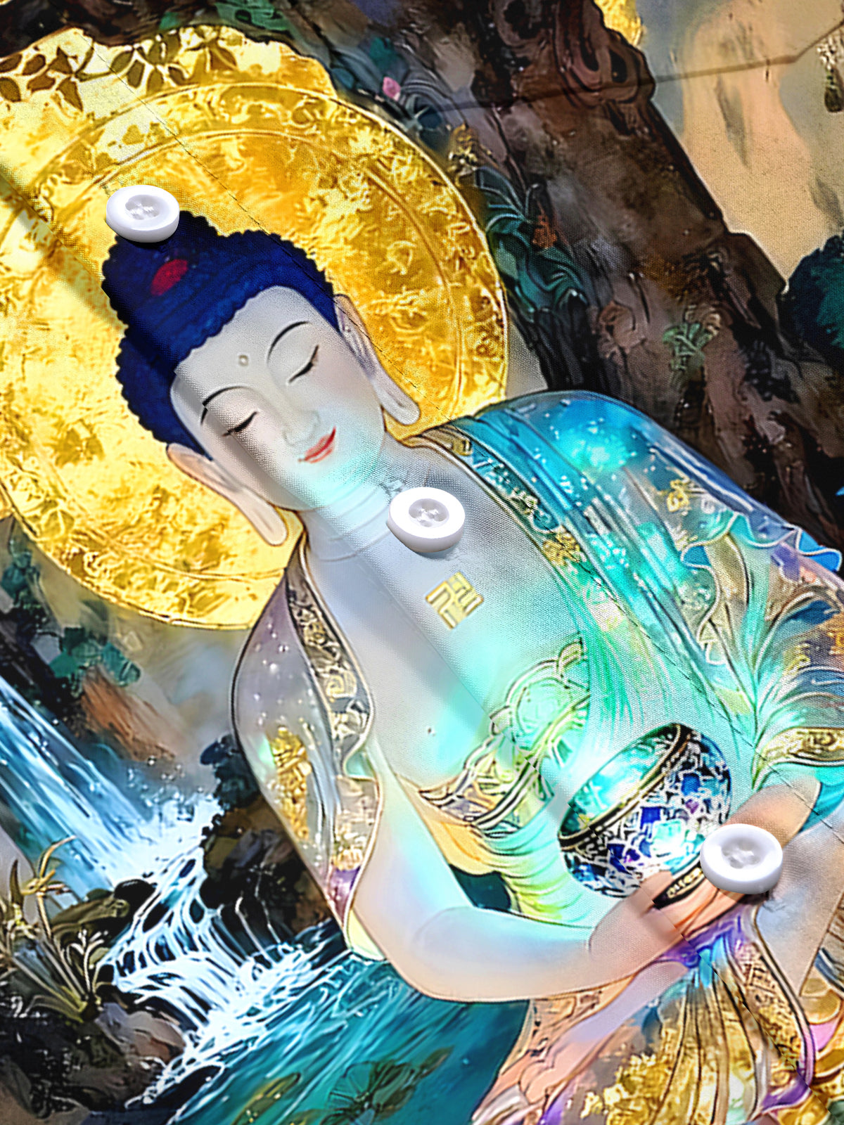 Buddhism Buddha Ficus Religiosa Men's Pocket Short Sleeve Shirts