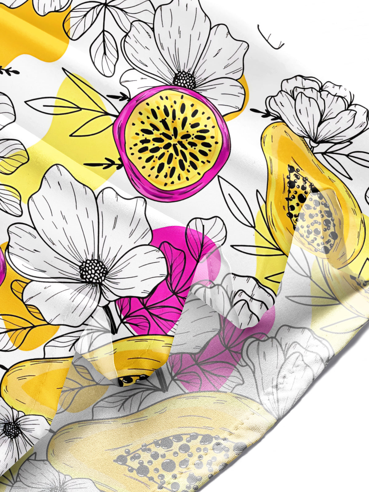 Papaya Flower Print Men's Pocket Short Sleeve Shirts