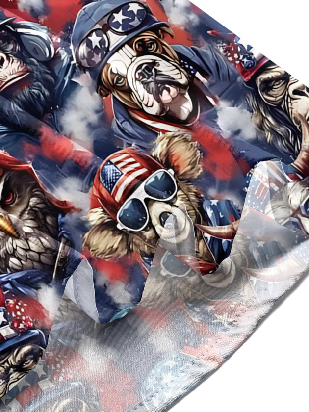 Men's animal print American flag short sleeve shirt lifestyle outdoor