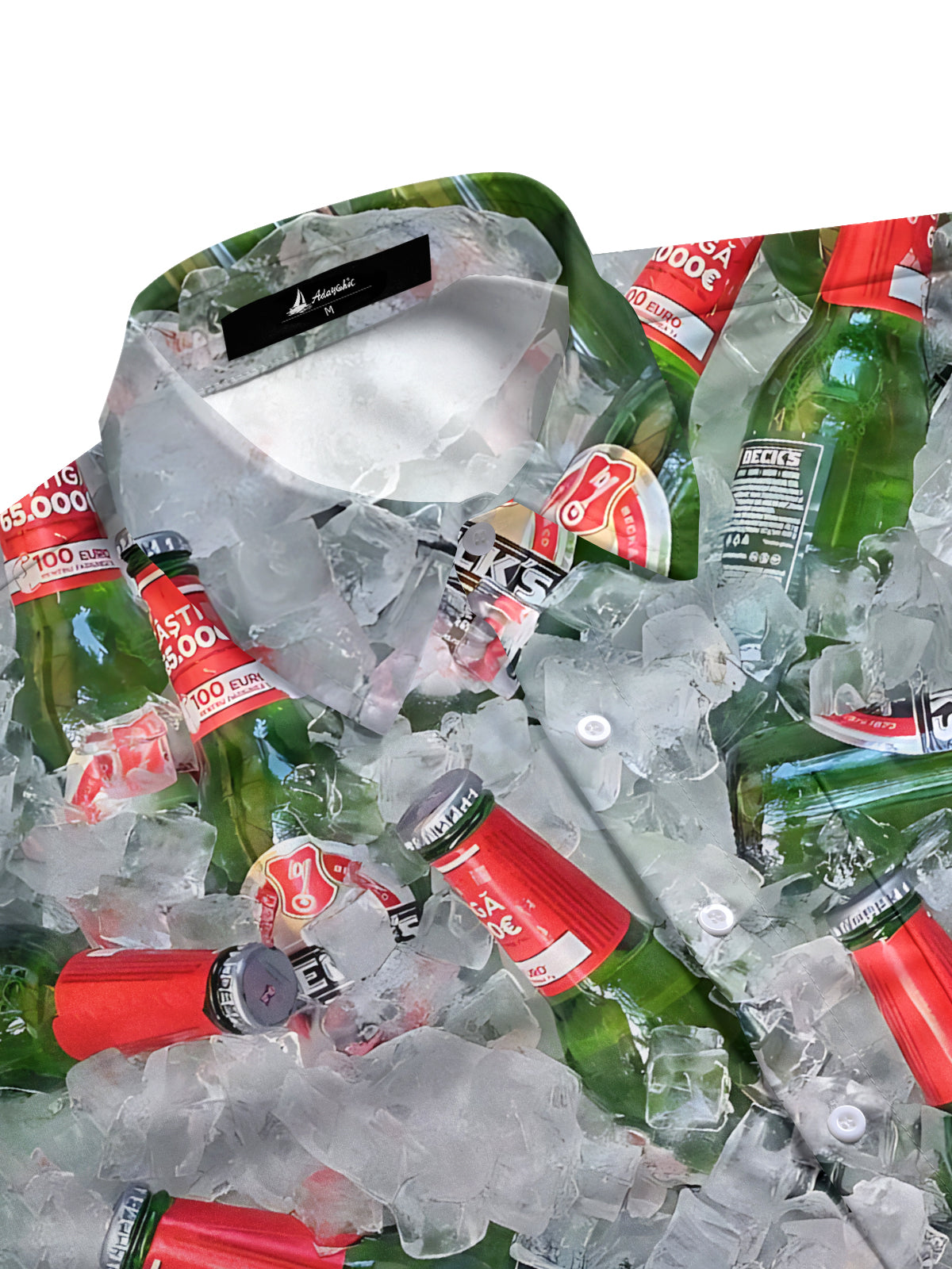 Beer Print Men's Pocket Short Sleeve Shirts