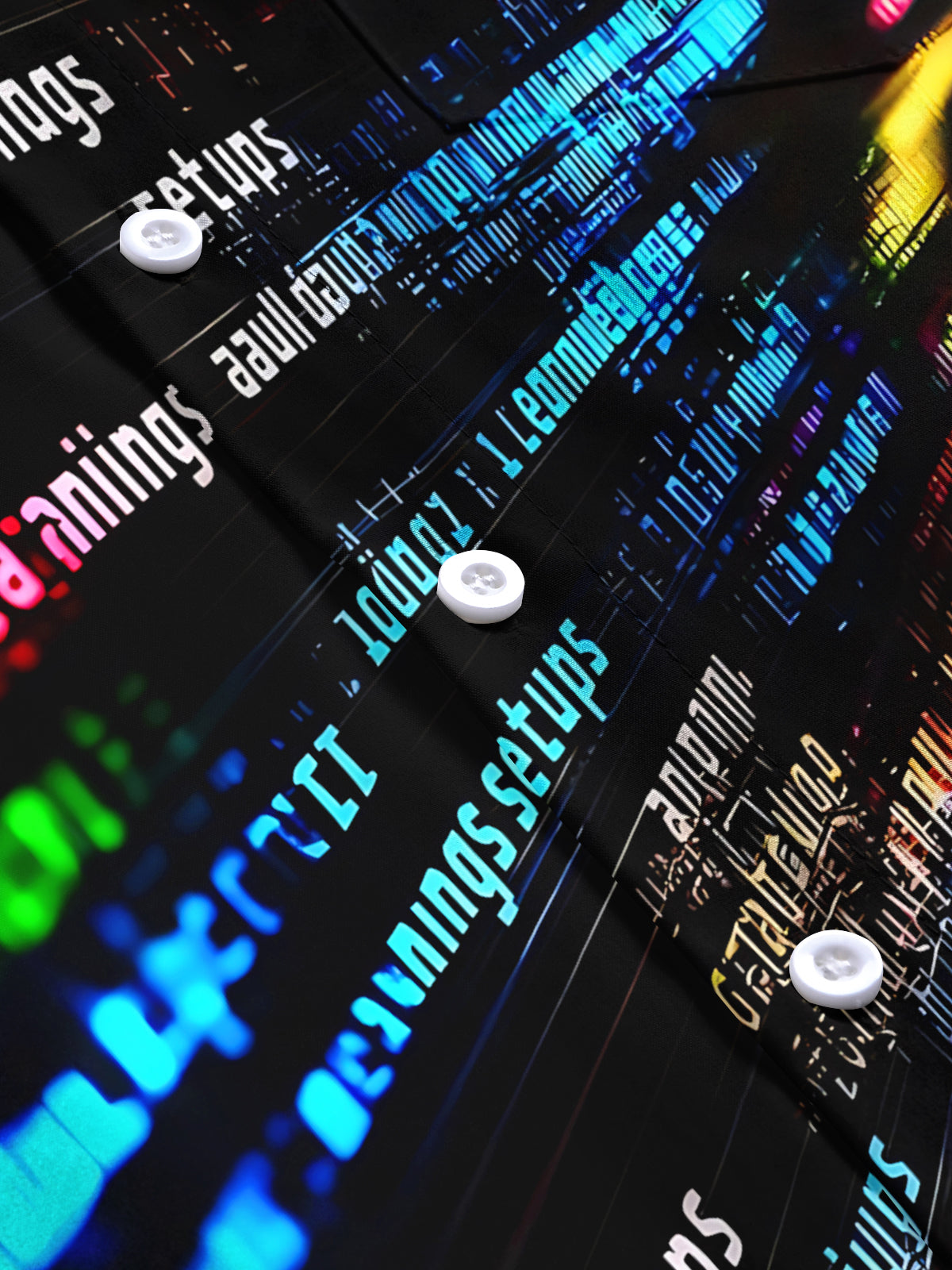 Colorful Code Print Men's Pocket Short Sleeve Shirts