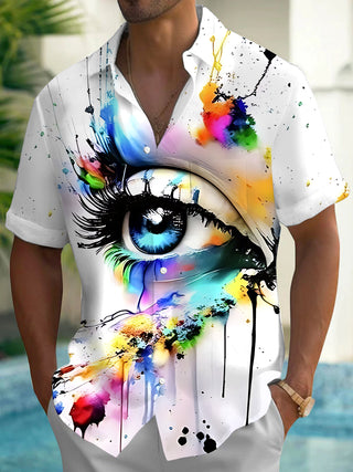men's eye graphic print shirt front view