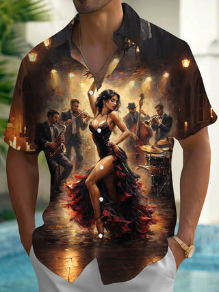 men's music print shirt front view