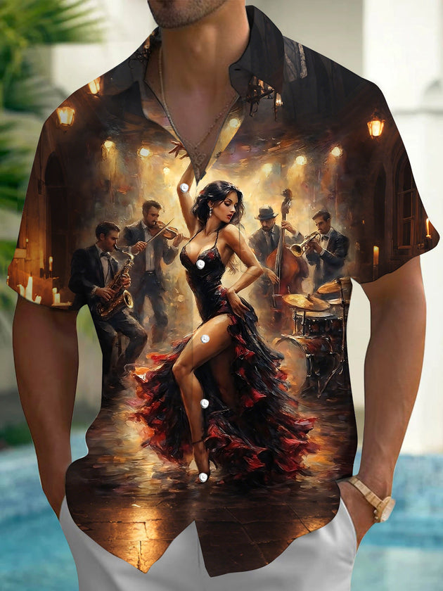 men's music print shirt front view