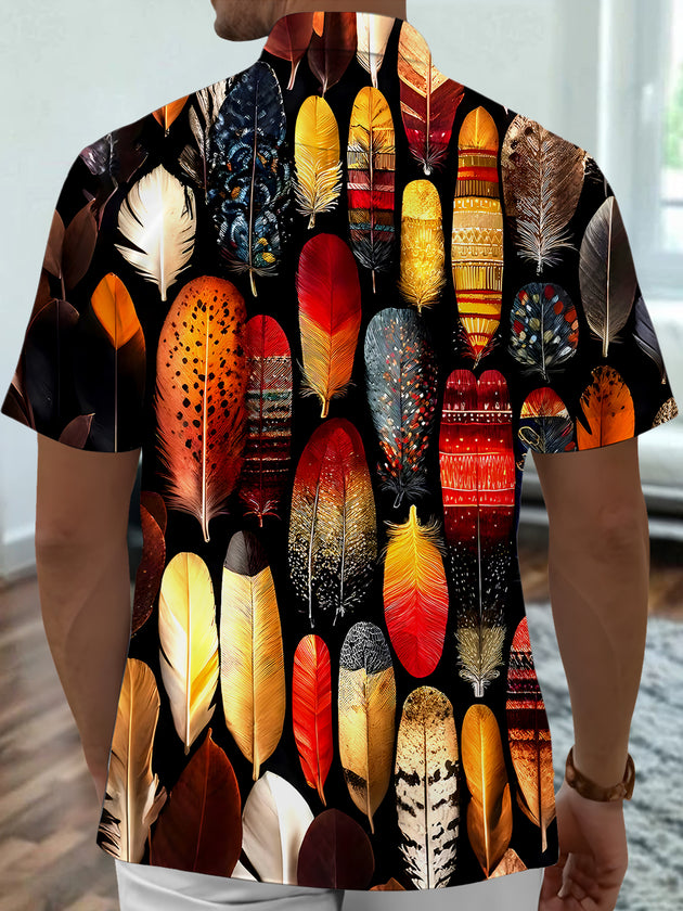 men's boho print shirt back view