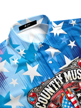 men's rock pattern shirt side view