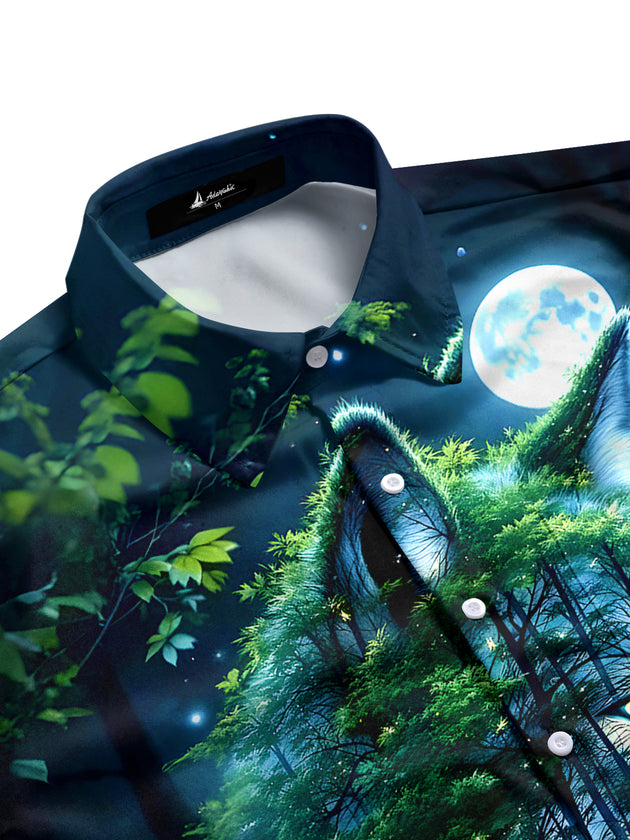 men's howling wolf shirt side view