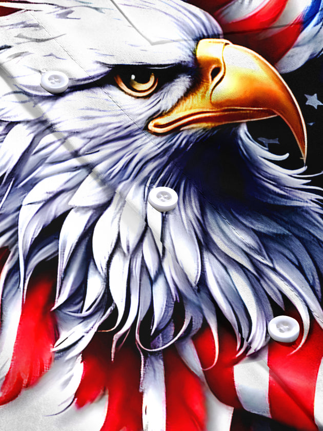 men's eagle print short sleeve flat lay shirt