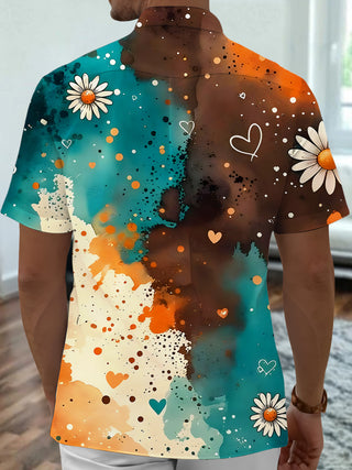 Men's floral pocket short sleeve shirt rear view