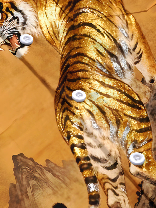 men's tiger print short sleeve flat lay shirt