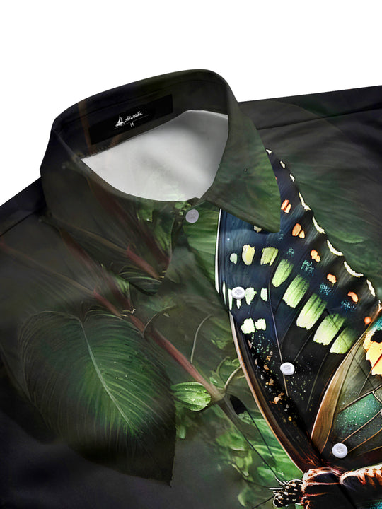 Men's casual short sleeve shirt side view with relaxed fit