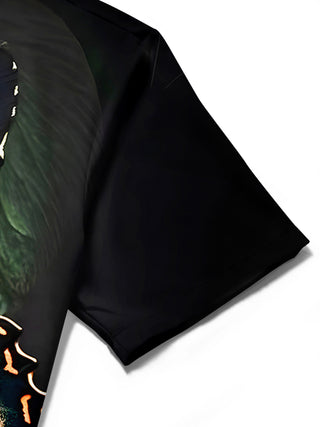 men's butterfly print shirt close-up short sleeve