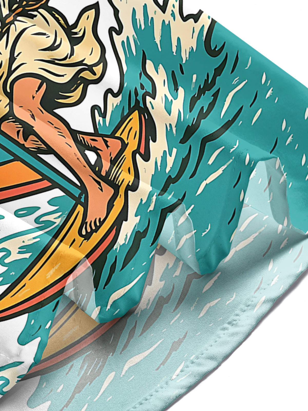 Jesus Surfing Print Men's Pocket Short Sleeve Shirts