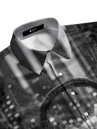 Men's earphone print half sleeve shirt side view