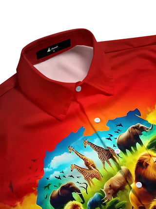 Men's leopard print half sleeve shirt side view