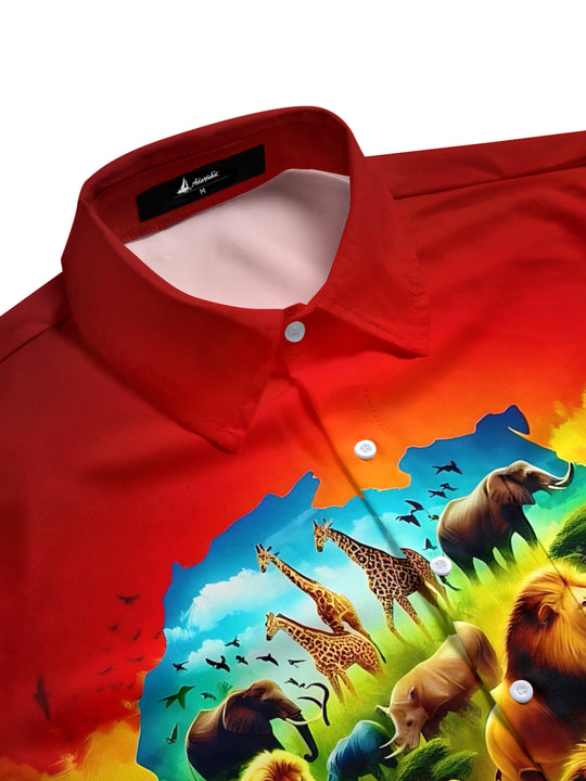Men's leopard print half sleeve shirt side view