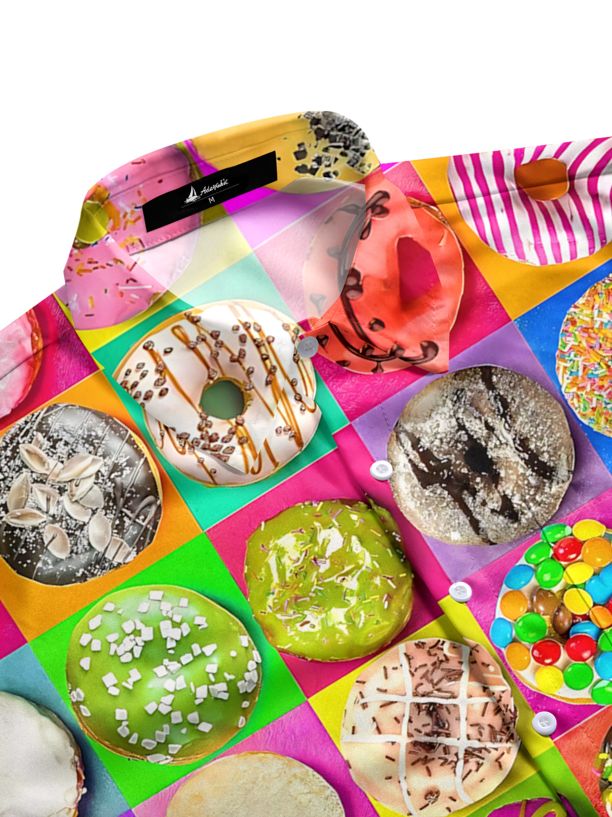 Donut Print Men's Pocket Short Sleeve Shirts