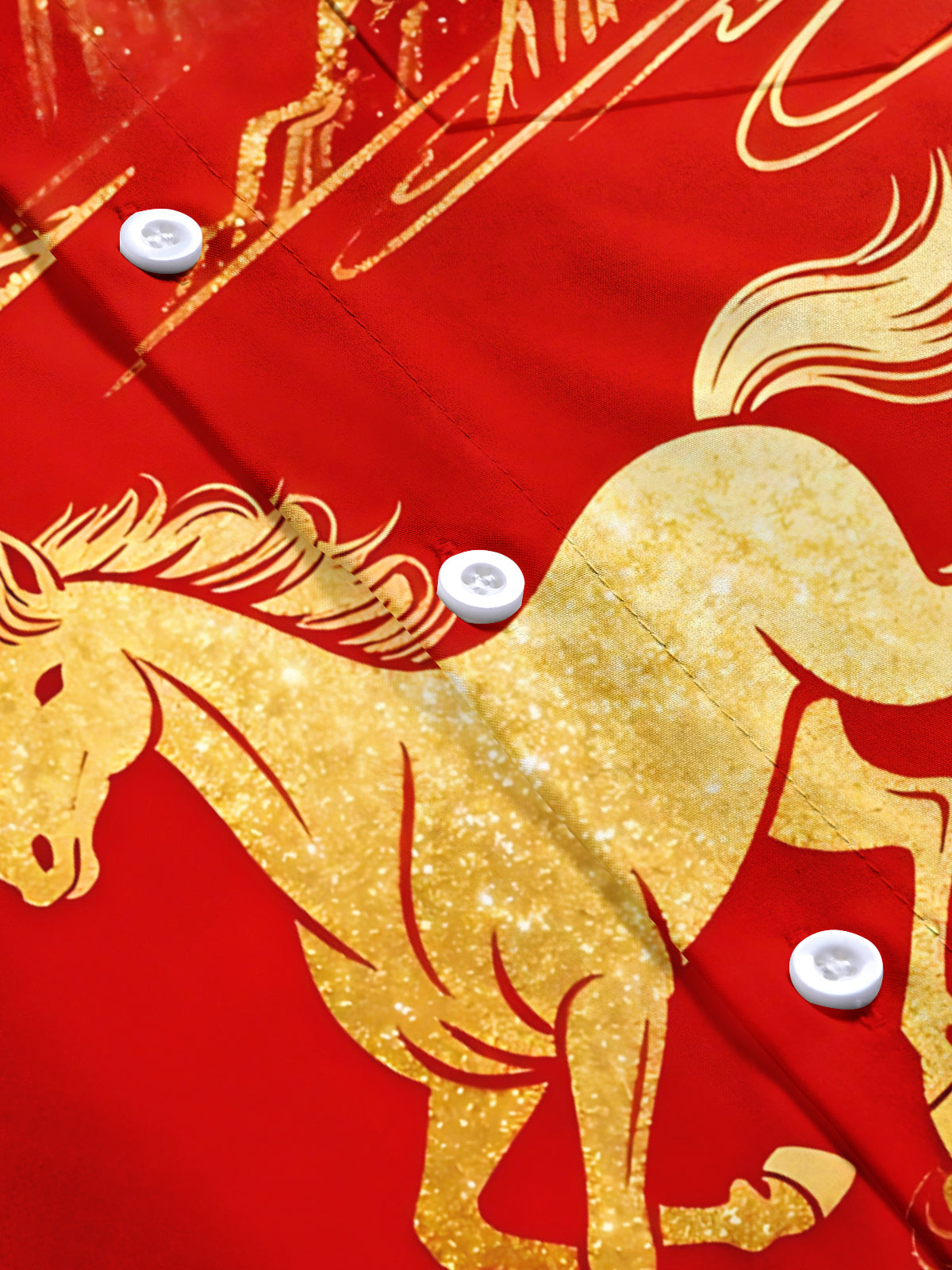 Horse Print Men's Pocket Short Sleeve Shirts