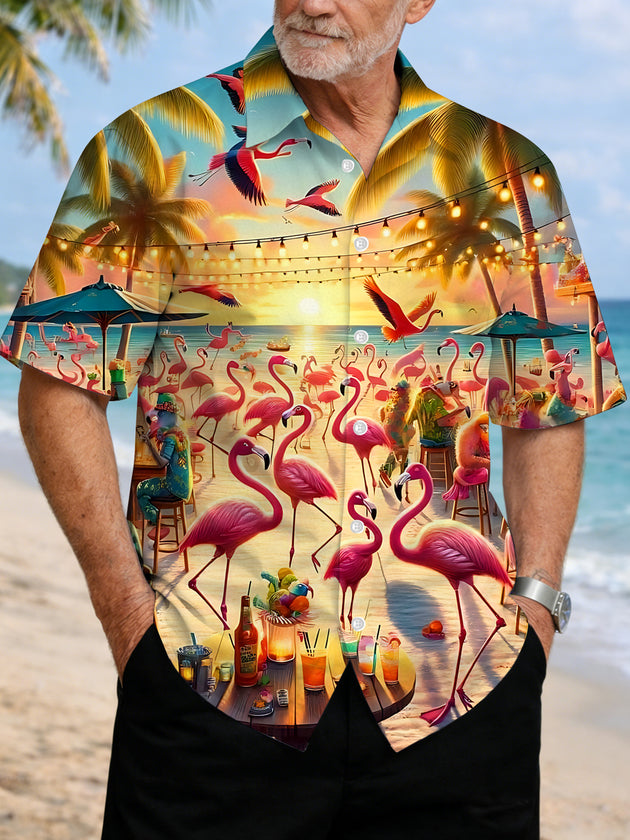 men's Hawaiian shirt front view tropical beach vacation