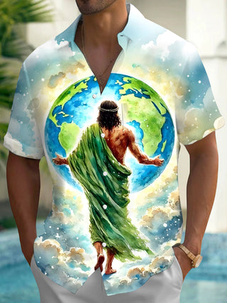 men's art print shirt front view