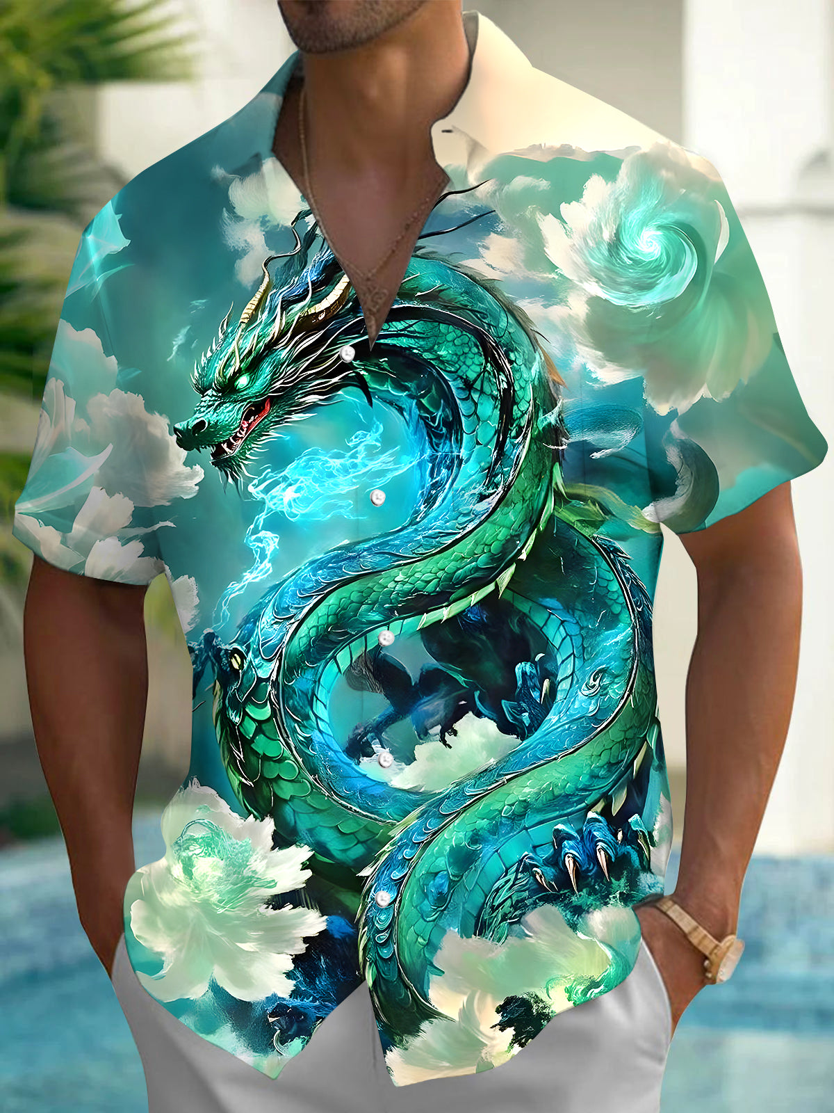 Dragon Men's Pocket Short Sleeve Shirts