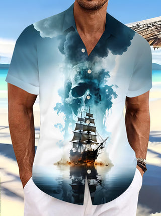 men's Hawaiian shirt front view tropical beach vacation