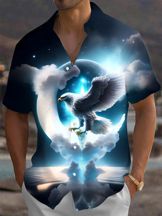 Men's short sleeve shirt with eagle print front view