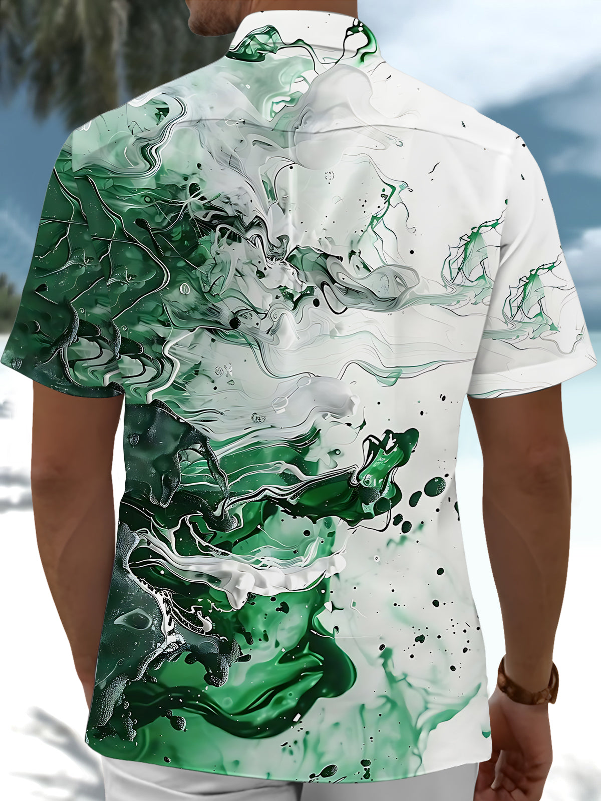 Abstract Gradient Print Men's Pocket Short Sleeve Shirts