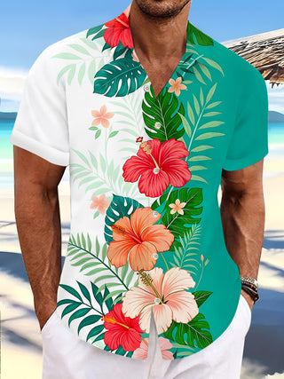 men's Hawaiian shirt front view tropical beach vacation