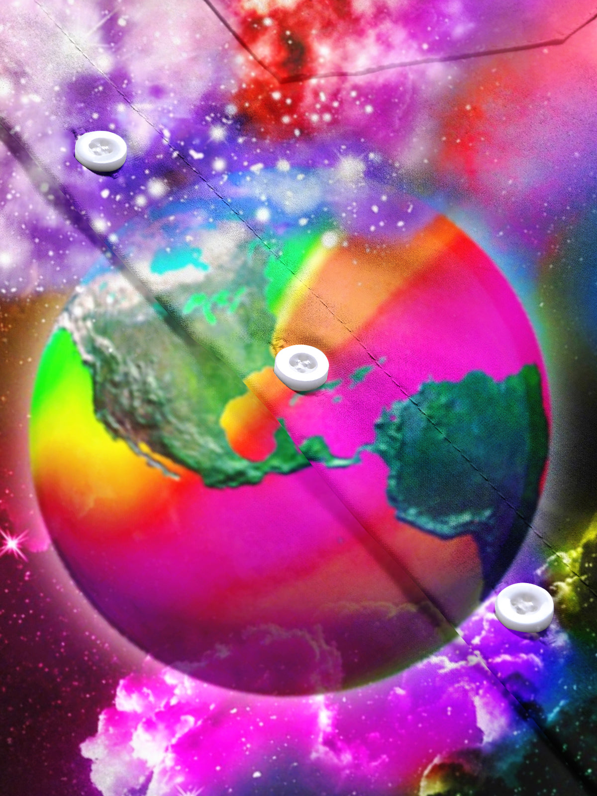 Universe Planet Print Men's Pocket Short Sleeve Shirts