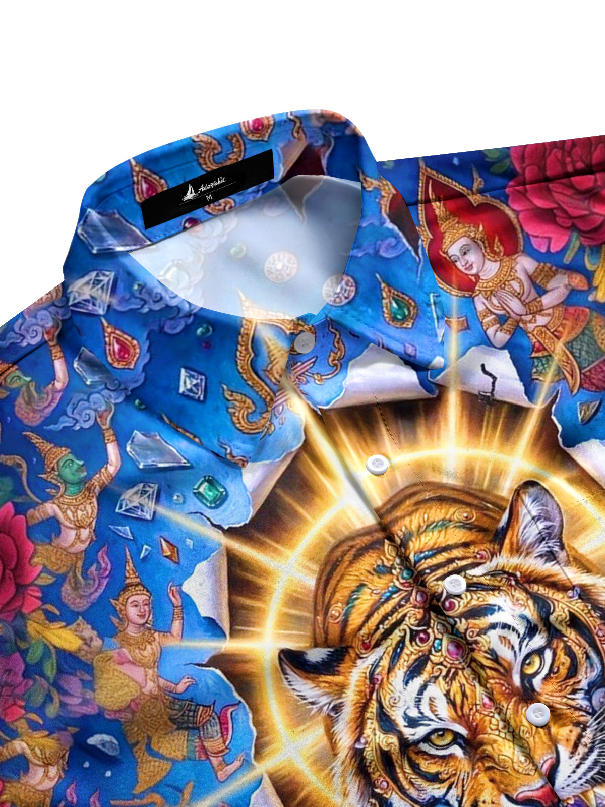 Tiger Religion Art Print Men's Pocket Short Sleeve Shirts