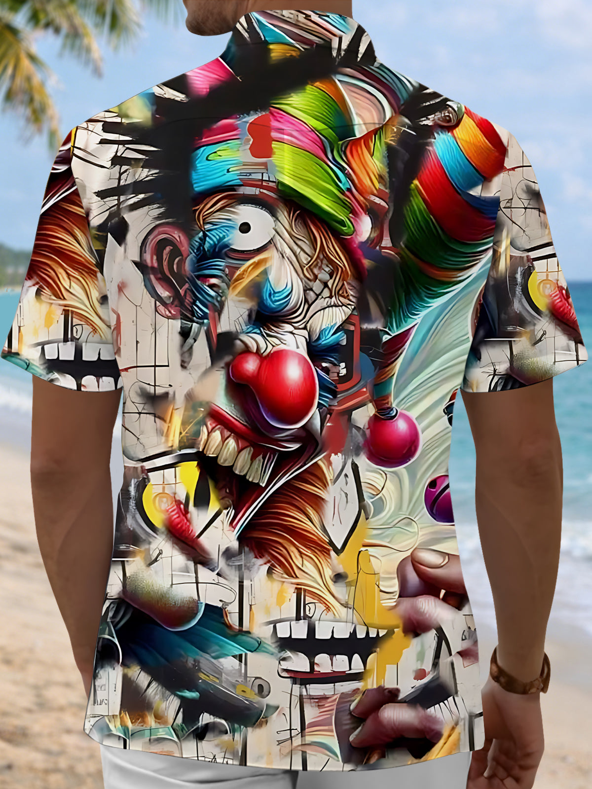Joker Print Men's Pocket Short Sleeve Shirts