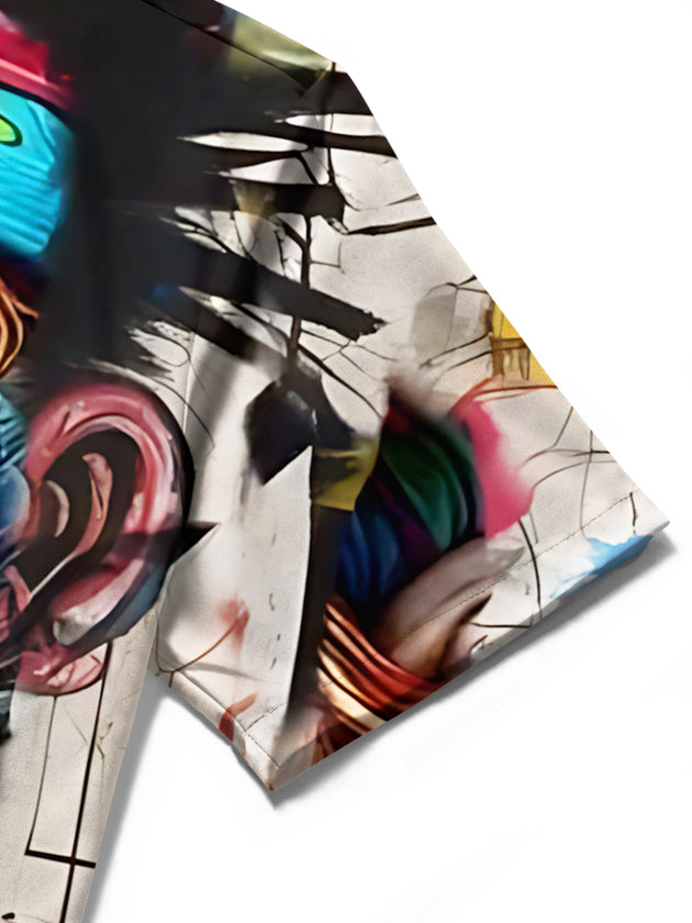 men's printed shirt close-up short sleeve