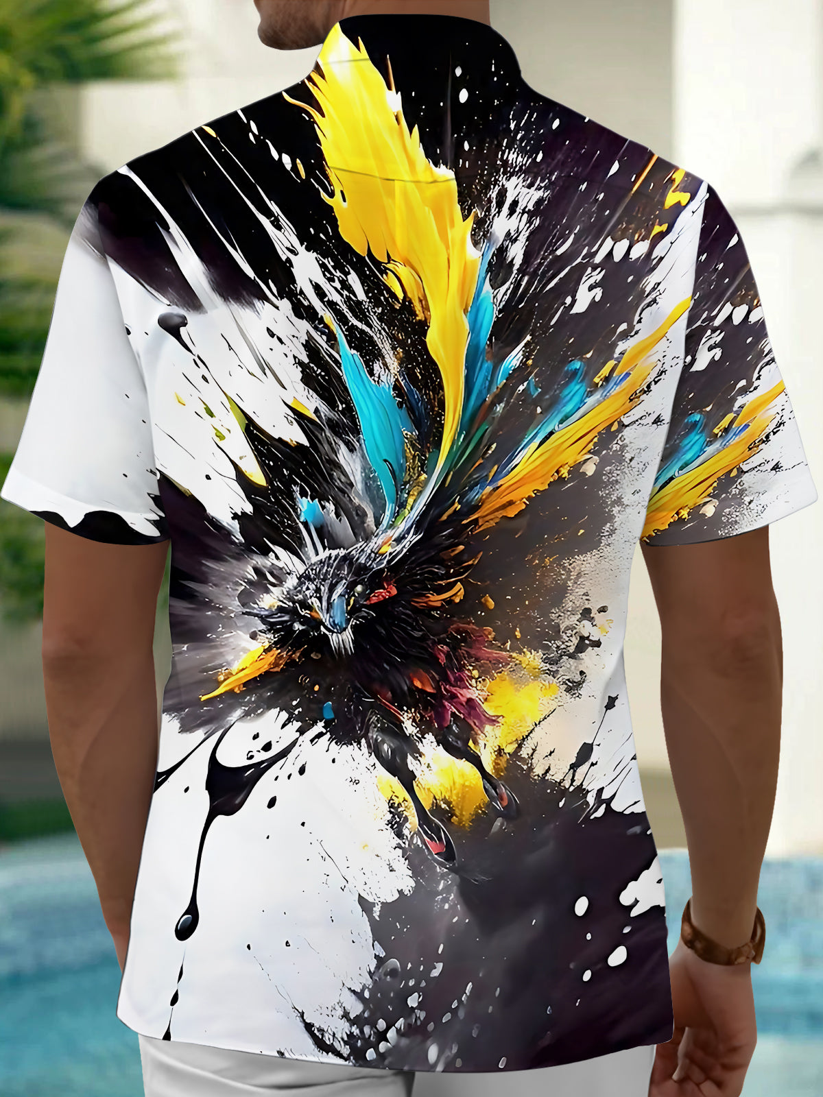 Abstract Print Men's Pocket Short Sleeve Shirts