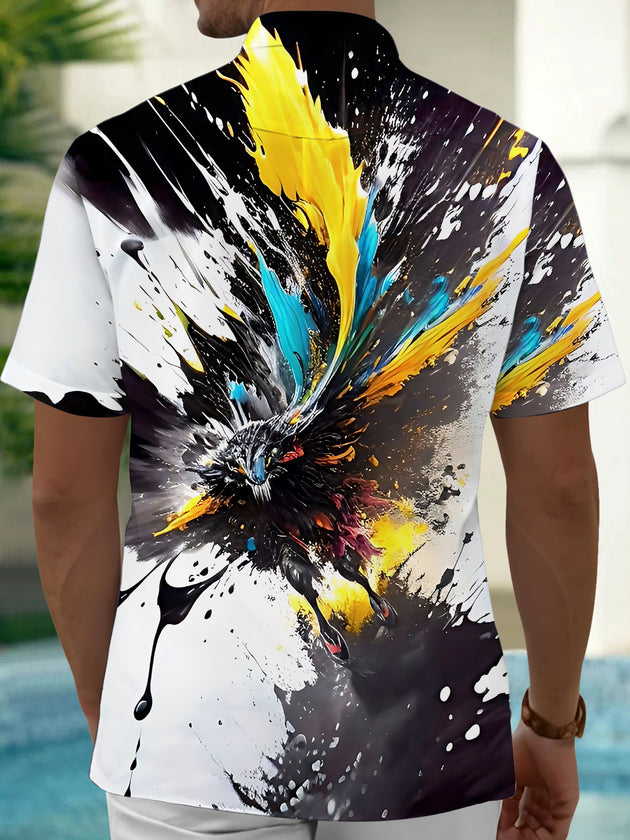 men's geometric print shirt back view