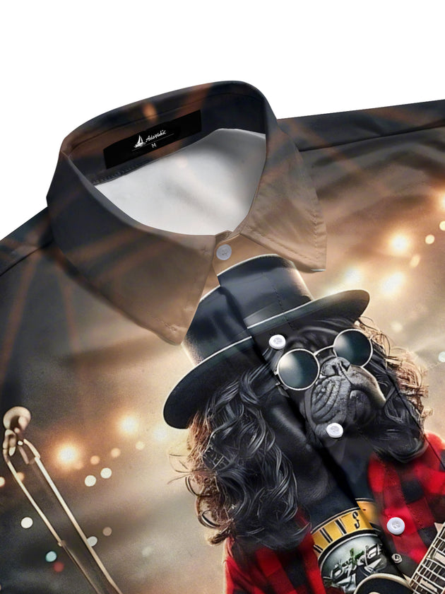 men's pet print shirt side view