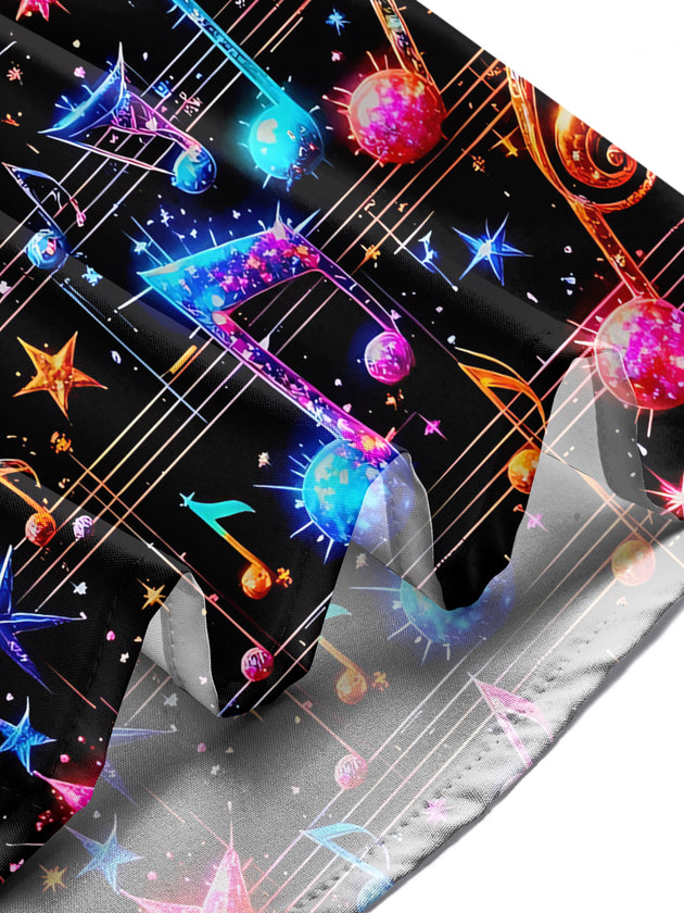 men's music print shirt summer vacation