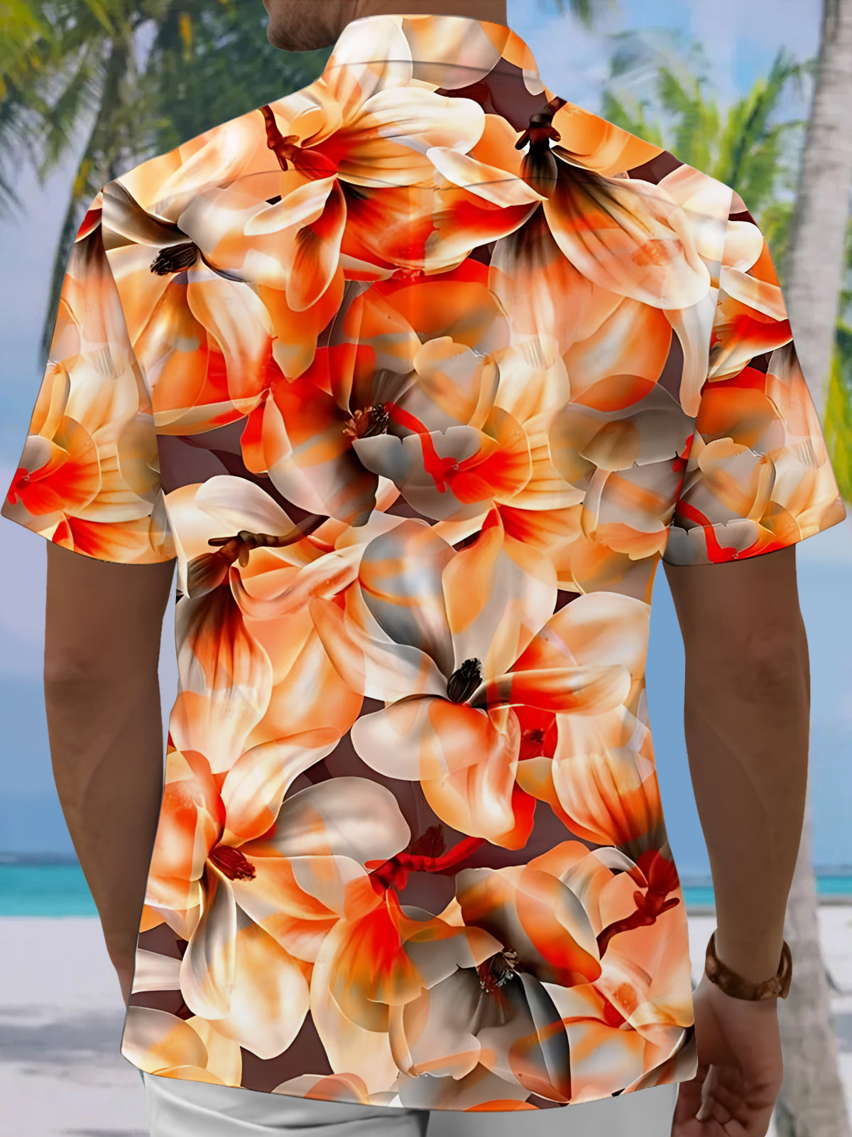 Floral Print Men's Pocket Short Sleeve Shirts