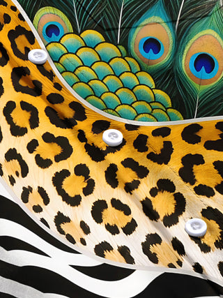 men's leopard print short sleeve flat lay shirt
