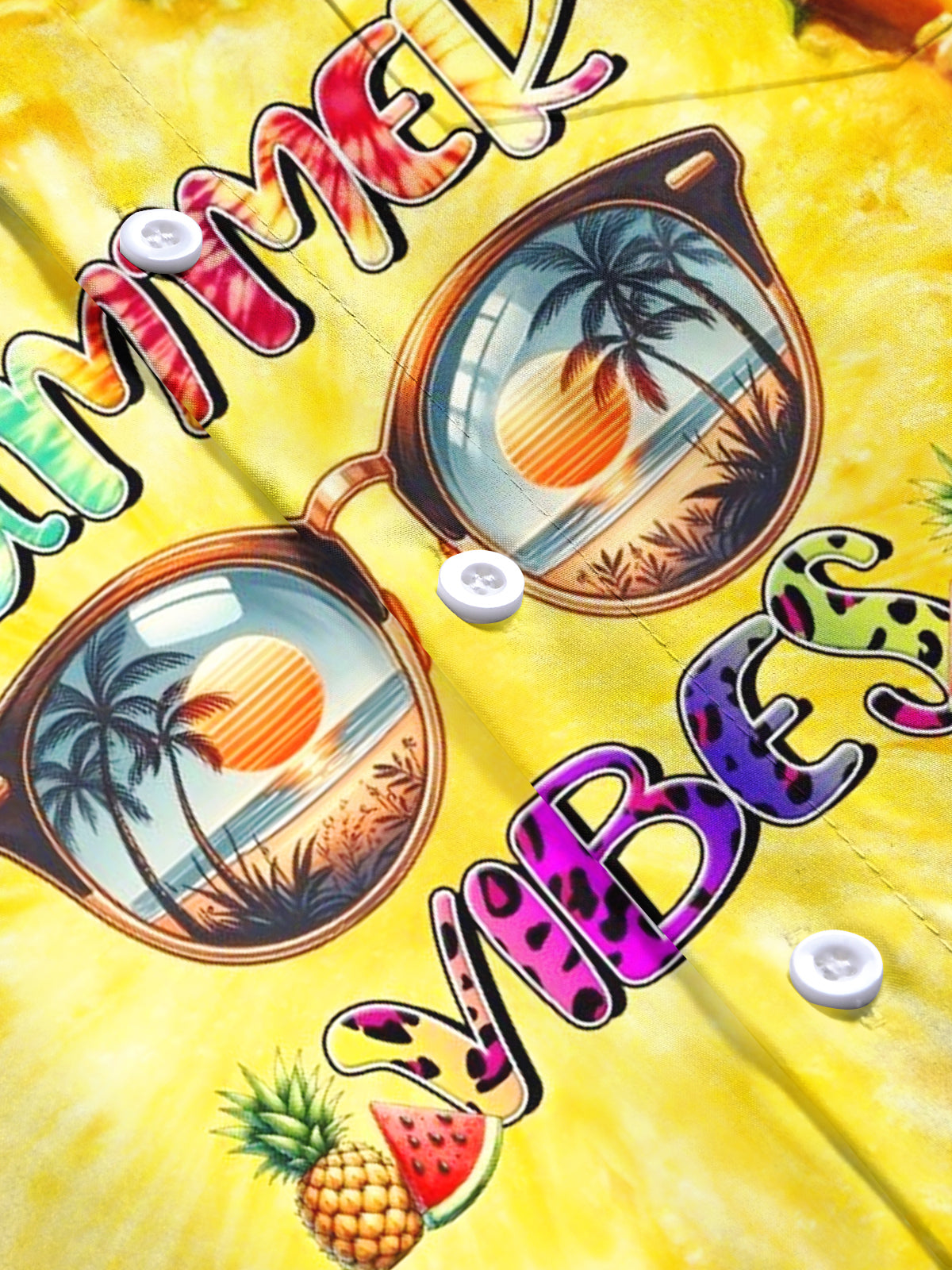 Hawaiian Pineapple Sunglasses Print Men's Pocket Short Sleeve Shirts