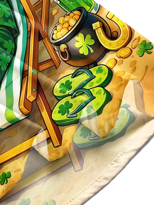 St. Patrick's Day Santa Claus Men's Pocket Short Sleeve Shirts