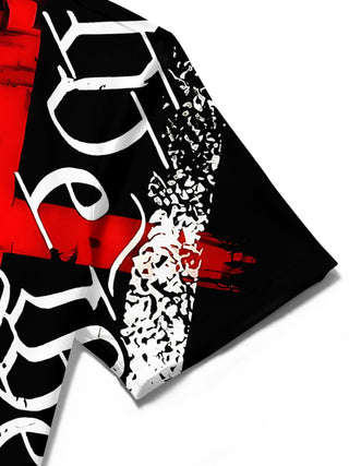 men's American flag print shirt close-up short sleeve