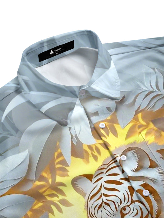 men's stripe print shirt side view