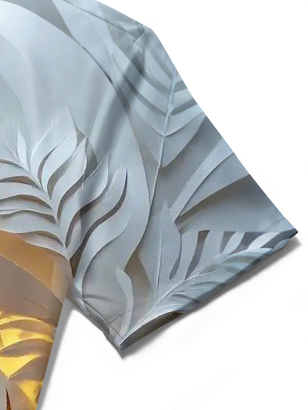 men's tiger print shirt close-up short sleeve