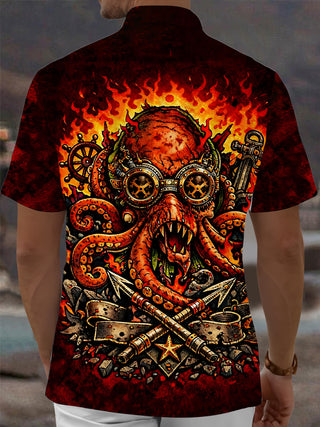 men's sea creature print shirt back view