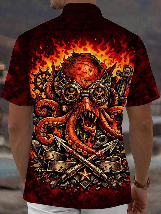 men's sea creature print shirt back view