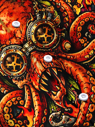 men's octopus print short sleeve flat lay shirt